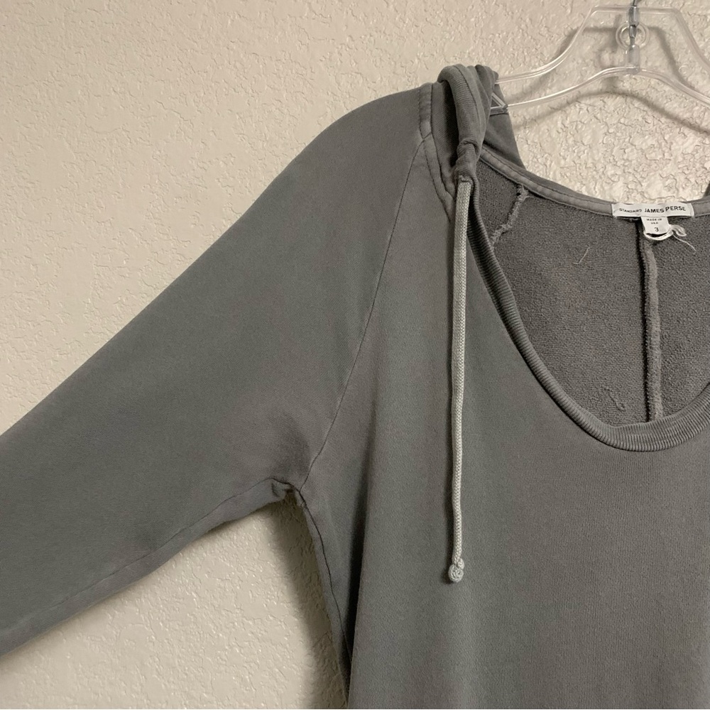 James Perse Hoodie Sweatshirt Dress Womens 3/L Raglan French Terry Athleisure - Picture 5 of 16